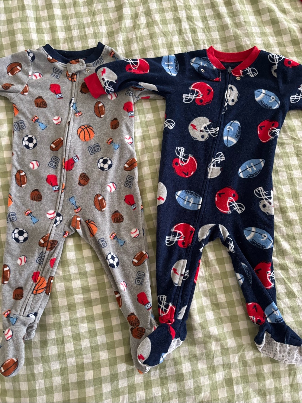 Carter's Sports Print Footie One-Piece Pajamas- 12M